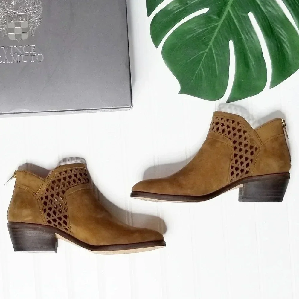 New Vince Camuto Brown Leather Perdula Ankle  Boots 6